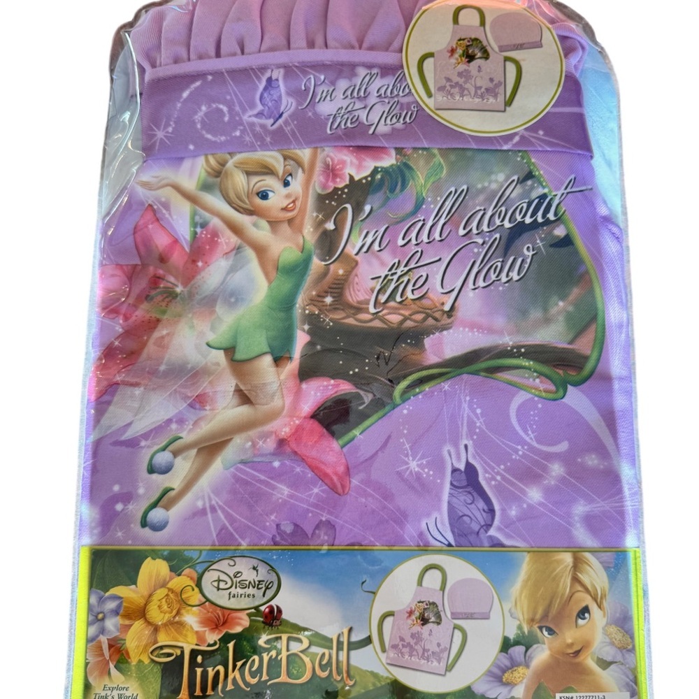 NIB Vintage Disney Tinker Bell Purple Children’s 2 Piece Chef Set
